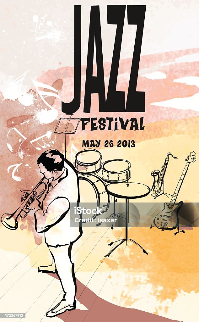 Jazz-poster mit trumpeter - Lizenzfrei Aquarell Vektorgrafik