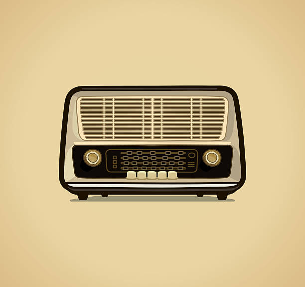 Radio receiver Radio receiver in style of a retro retro transistor radio clip art stock illustrations