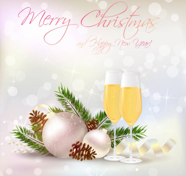 szczęśliwego nowego roku i święta bożego narodzenia kartka okolicznościowa - swirl christmas champagne coloured holiday backgrounds stock illustrations