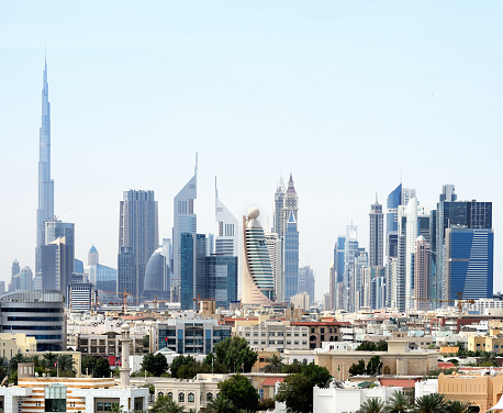 Dubai low and tall buildings, seen from old town