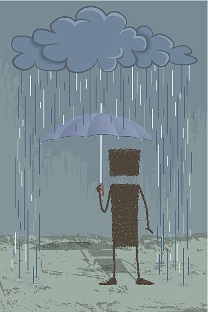 ilustrações de stock, clip art, desenhos animados e ícones de começar a chover, mas tenho guarda-chuva - protection umbrella people stick figure