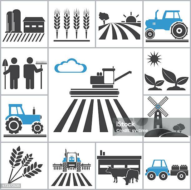 Vetores de A Agricultura Ícones e mais imagens de Agricultura - Agricultura, Animal, Campo