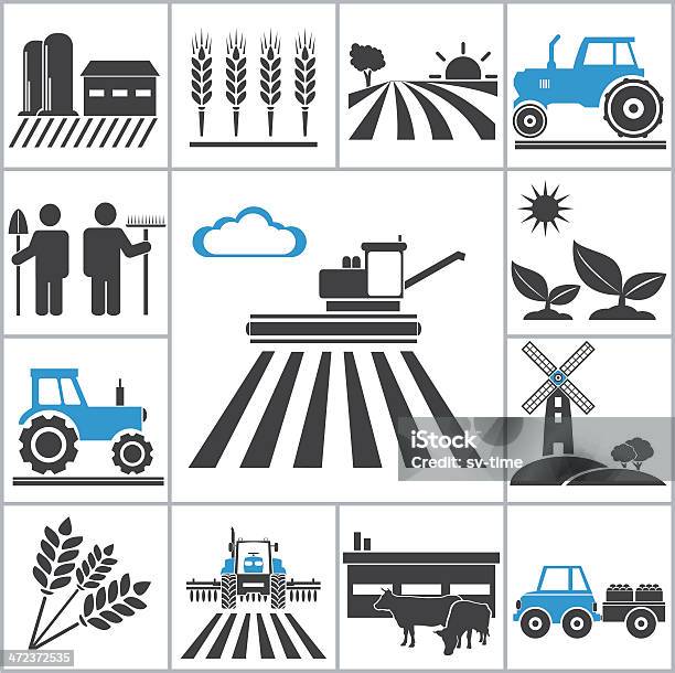 Сельское Хозяйство Иконы — стоковая векторная графика и другие изображения на тему Векторная графика - Векторная графика, Ветряная мельница, Графический элемент