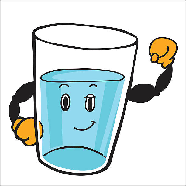 Water Glass Character vector art illustration