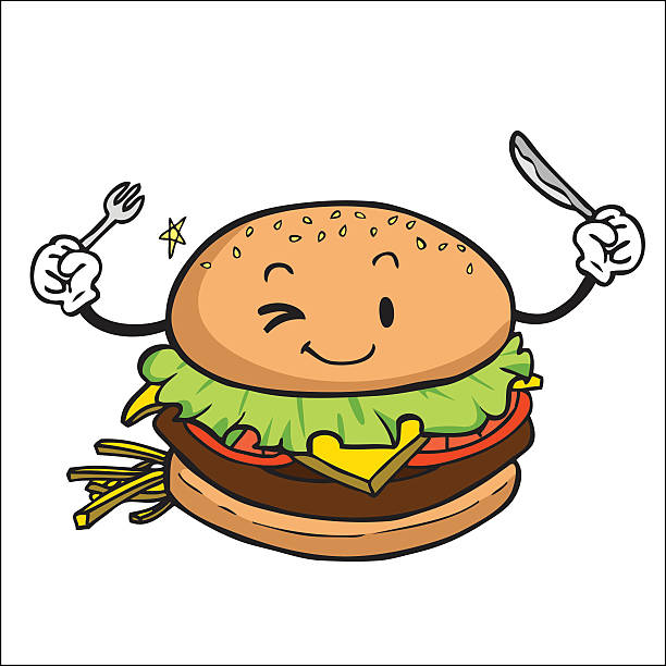 Burger character vector art illustration