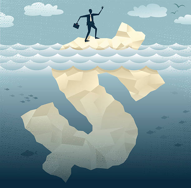 Abstract Businessmen find the Tip of an Dollar Iceberg. vector art illustration