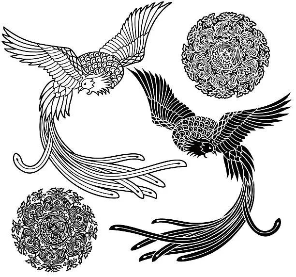 Vector illustration of Oriental phoenix