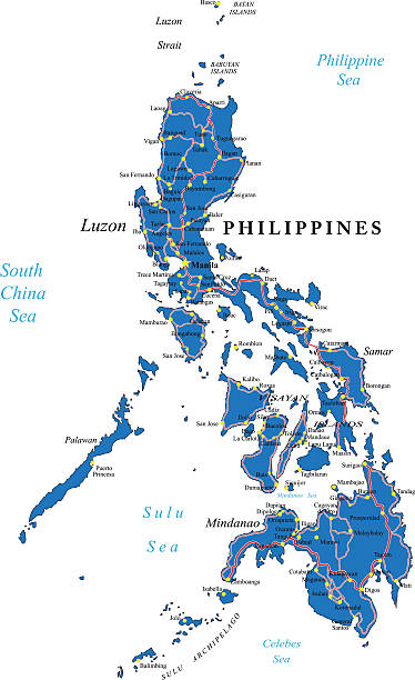 Philippines political map Highly detailed map of Philippines. filipino ethnicity stock illustrations