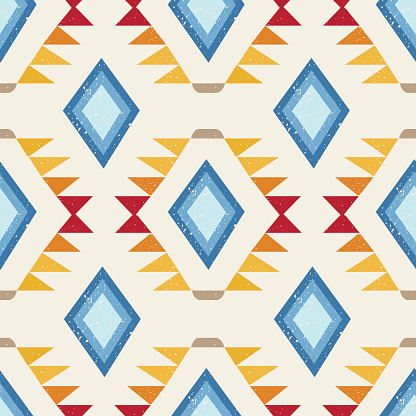 Ethnic geometric seamless vector pattern with clipping mask, easily editable. 