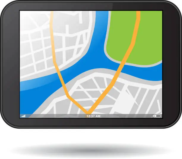 Vector illustration of Tablet PC with map