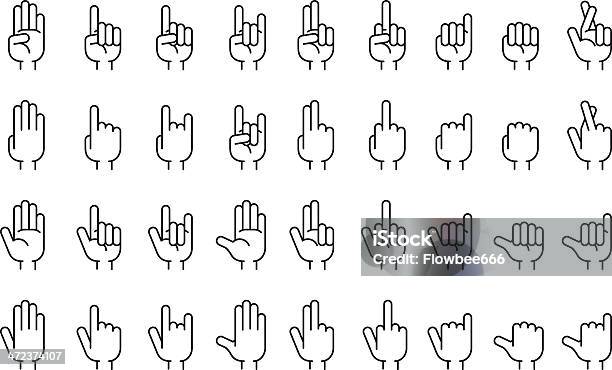 Nützliche Handzeichen Stock Vektor Art und mehr Bilder von Stinkefinger zeigen - Stinkefinger zeigen, Daumen, Einzellinie