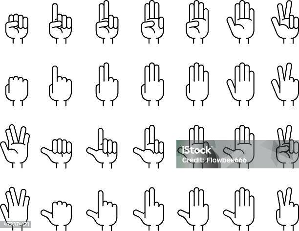 Nützliche Handzeichen Zählen Stock Vektor Art und mehr Bilder von Rückansicht - Rückansicht, Vorderansicht, Stinkefinger zeigen