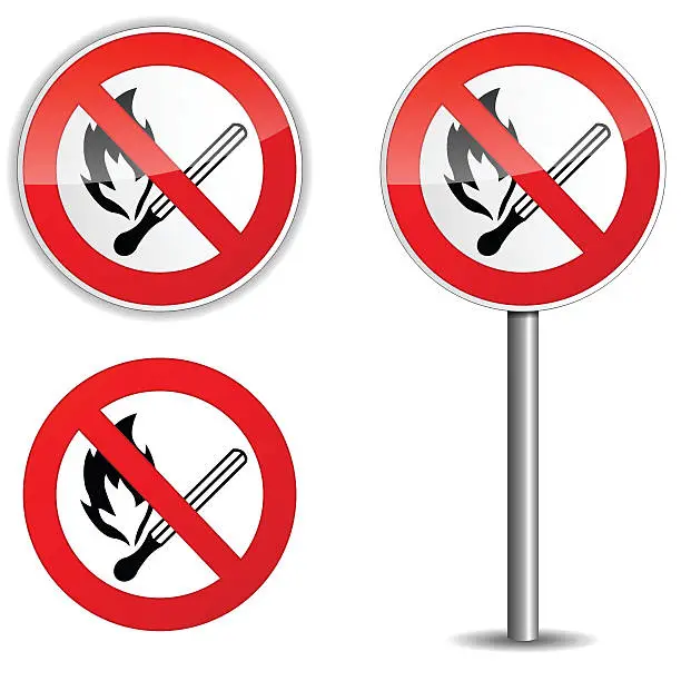 Vector illustration of flame prohibited sign