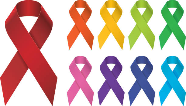 aids - red and green bow stock illustrations