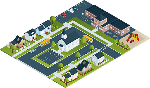 illustrations, cliparts, dessins animés et icônes de quartier actif - small town america