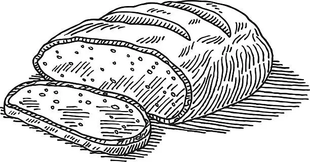 Vector illustration of Loaf Bread Cut Drawing