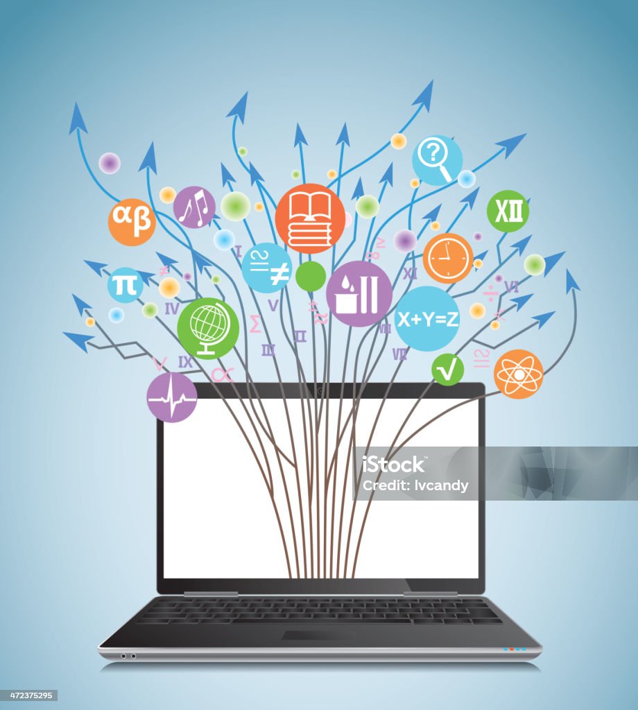 Knowledge In Computer Stock Illustration - Download Image Now - Desktop ...