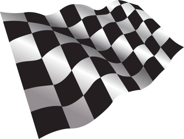 шахматный флаг - checkered flag starting line sports race flag stock illustrations