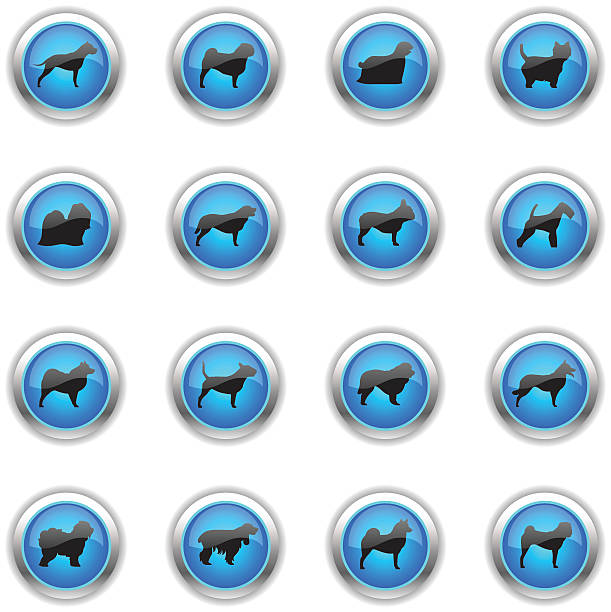 blaue icon-hunde - dog malamute sled dog bulldog stock-grafiken, -clipart, -cartoons und -symbole