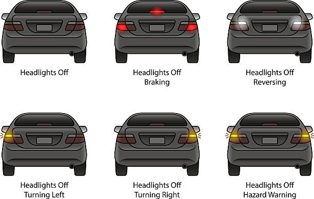 illustrations, cliparts, dessins animés et icônes de indicateurs arrière de voiture - phare arrière de véhicule