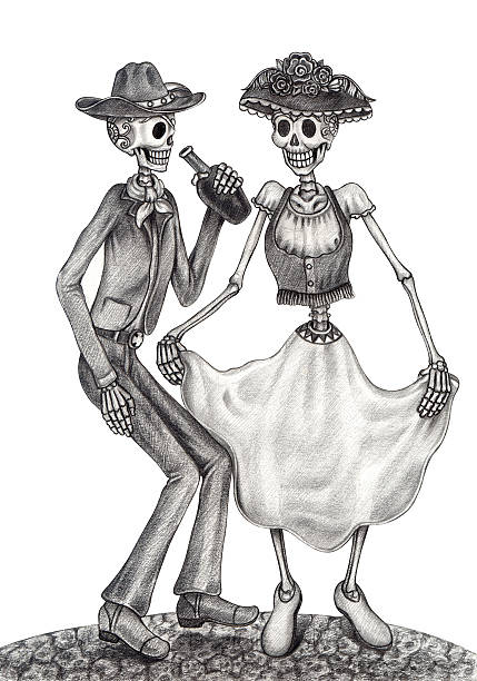 ilustrações de stock, clip art, desenhos animados e ícones de crânio de dança dia dos mortos. - spooky cemetery single flower flower