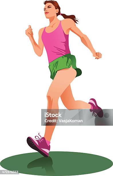 Running Femme Athlète Vecteurs libres de droits et plus d'images vectorielles de Activité - Activité, Activité de loisirs, Adulte