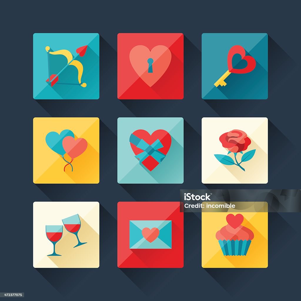 Set of Valentine's and Wedding icons in flat design style. Picture was made in eps 10 with transparency. Archery Bow stock vector