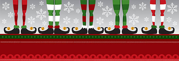 Five elves feet vector art illustration