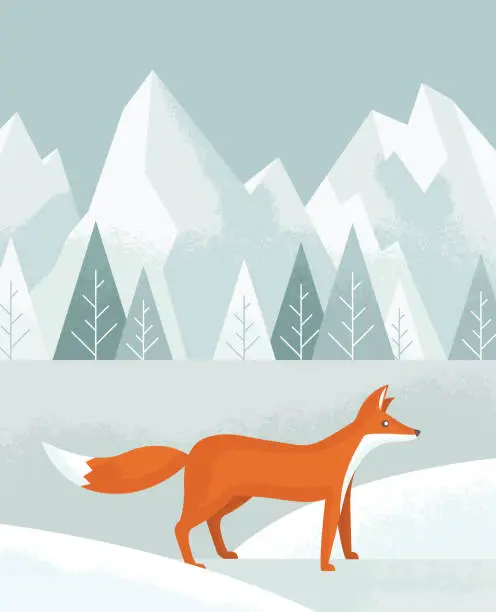 Vector illustration of Winter Fox