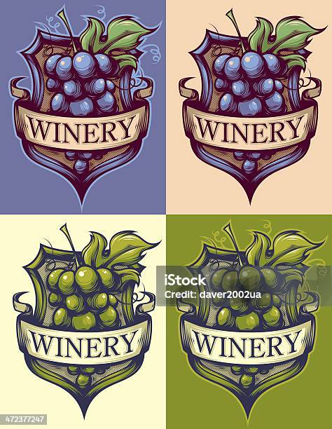 Winery Shield Stock Illustration - Download Image Now - Agriculture, Alcohol - Drink, Arts Culture and Entertainment