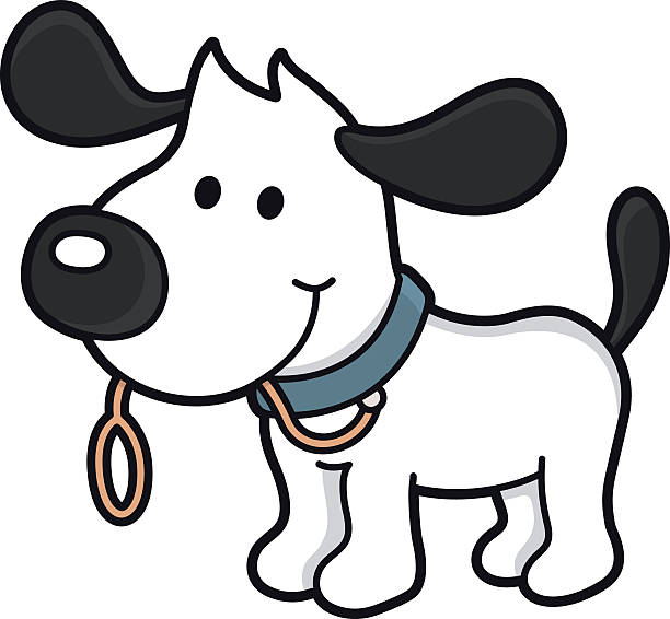 dog wants to go for a walk illustration of a dog with dog leash - he wants to go for a walk - woof dog pointing stock illustrations