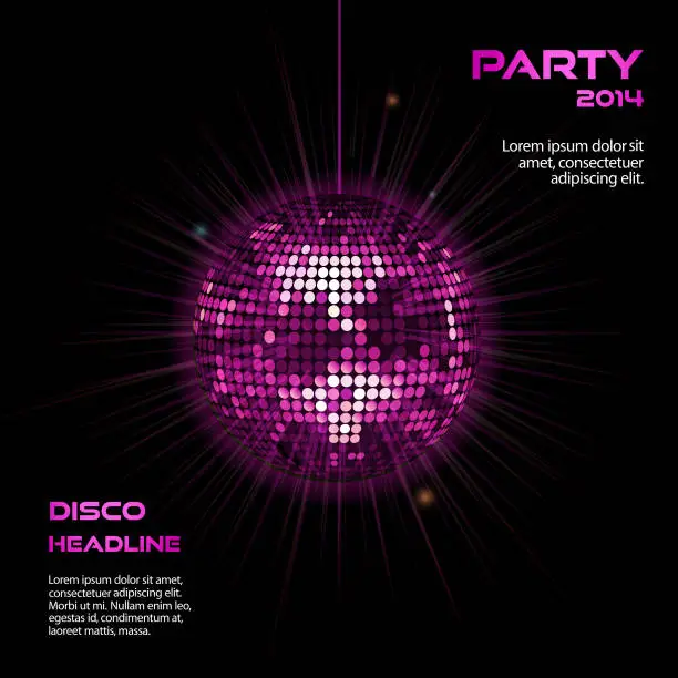 Vector illustration of pink disco ball party background2