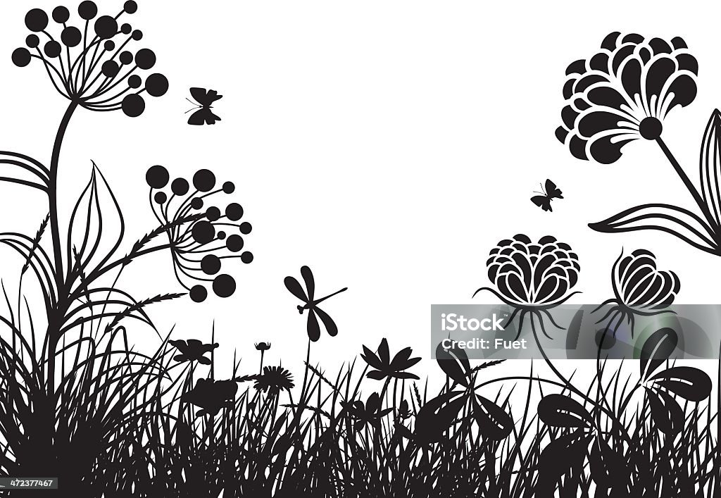 Clover in the meadow Silhouettes of plants and flowers Ayurveda stock vector