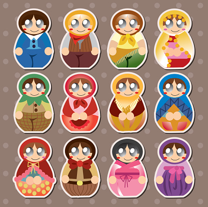 doll people stickers - vector illustration