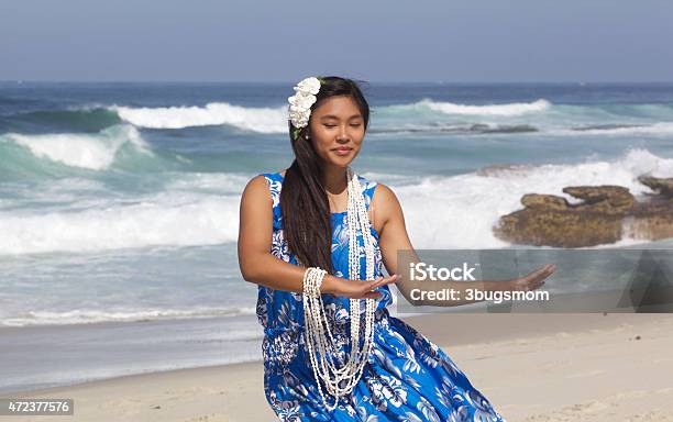 Beautiful Teenage Hula Dancer On An Empty Beach Stock Photo - Download Image Now - Hula Dancer, Hula Dancing, Hawaiian Culture