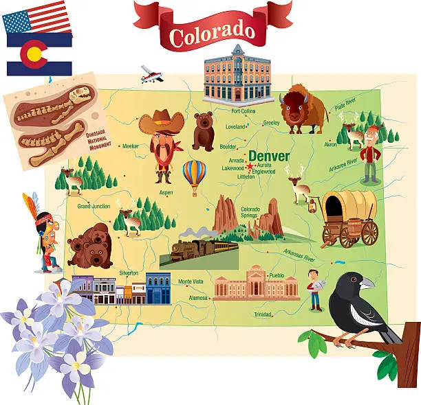 Vector illustration of Cartoon Map of Colorado