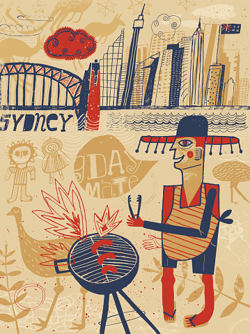 Vector file of hand drawn Sydney, Australia elements