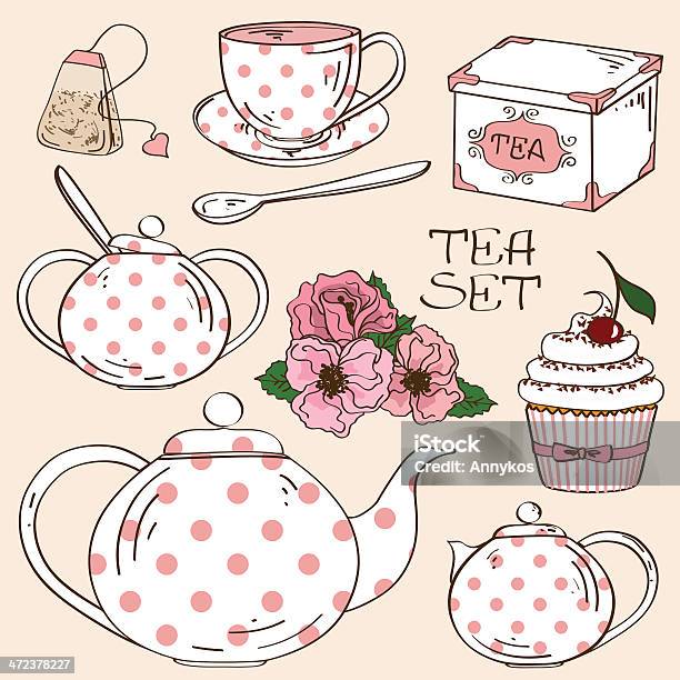 Set Of Isolated Tea Service Icons Stock Illustration - Download Image Now - Cup, Teapot, White Color