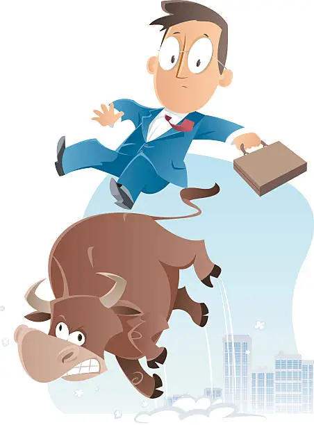 Vector illustration of businessman and bull