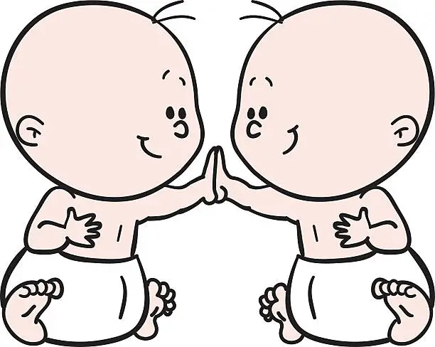 Vector illustration of Baby twins