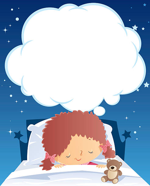 illustrazioni stock, clip art, cartoni animati e icone di tendenza di dormire e sognare - baby sleeping bedding teddy bear