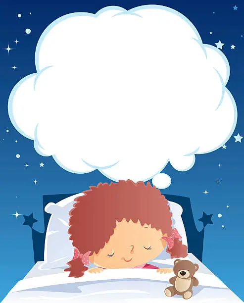Vector illustration of Sleeping and dreaming