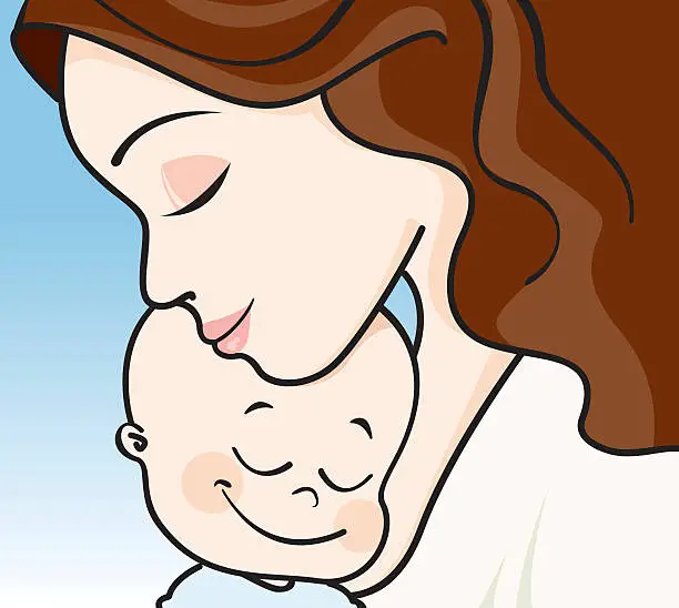 Vector illustration of mother and baby