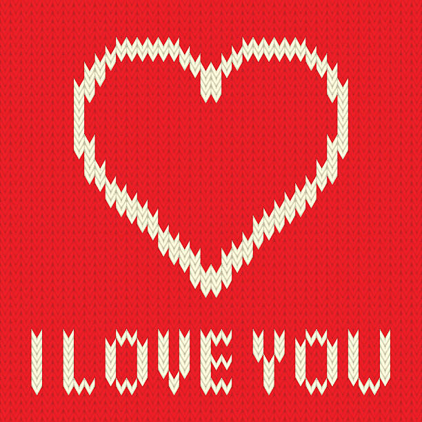 Knitted heart vector art illustration