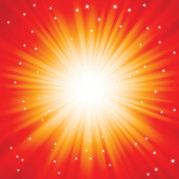 Red burst of light with sparkles vector art illustration