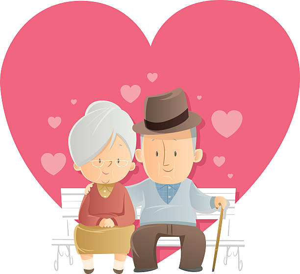 シニアの愛 - flirting humor valentines day love点のイラスト素材／クリップアート素材／マンガ素材／アイコン素材