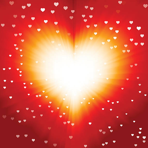 Bursting heart with sparkles vector art illustration