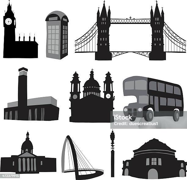 London Icons Significant Buildings Stock Illustration - Download Image Now - Wembley Stadium, Sir Norman Foster Building, Bus