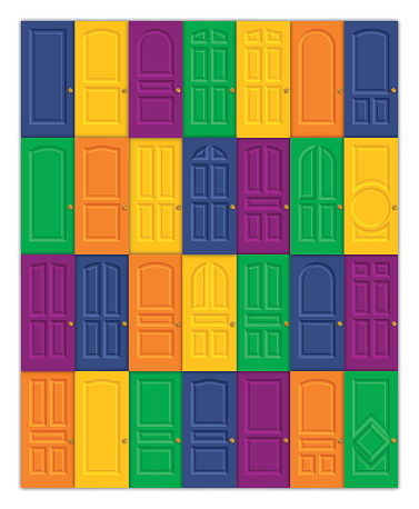 Colorful door design background concept. EPS 10 file. Transparency effects used on highlight elements.