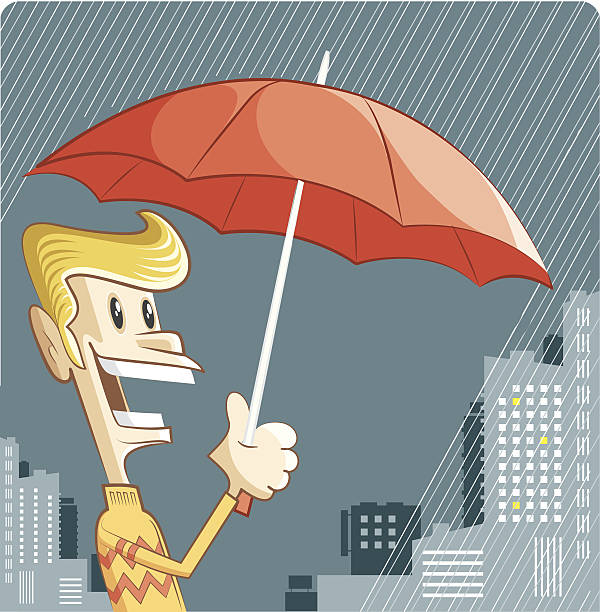 ilustrações de stock, clip art, desenhos animados e ícones de cantar na chuva - protection umbrella people stick figure